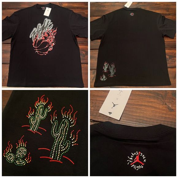 Travis Scott x Jordan Flight Black Phantom T-Shirt - Picture 1 of 7